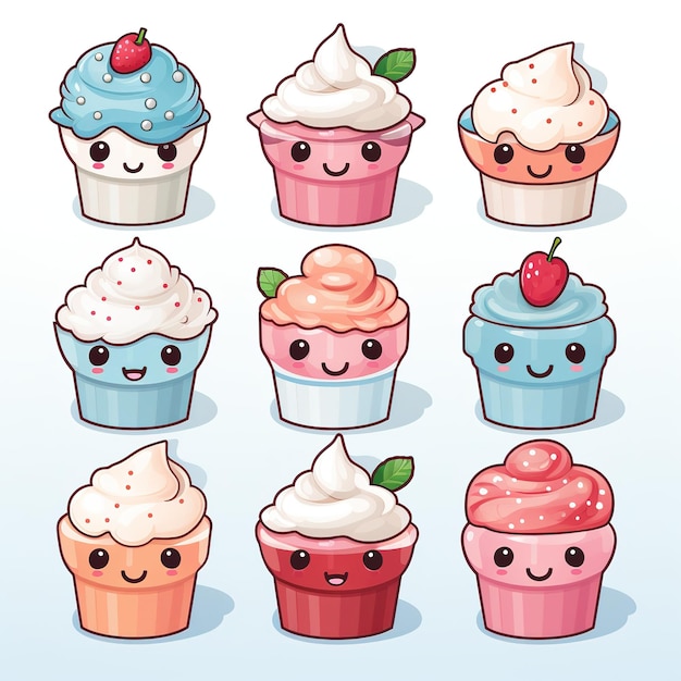 Kawaii süße Cupcake-Illustration