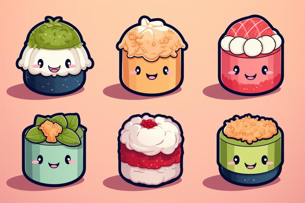 Foto kawaii sushi-kollektion