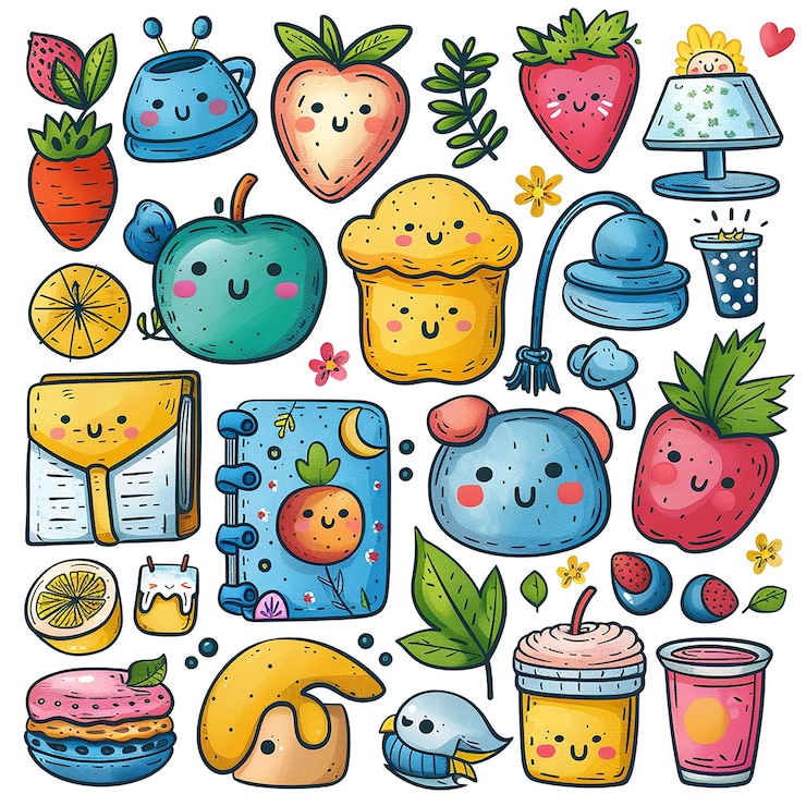 Foto kawaii todos los días mueren cortado paquete de pegatinas