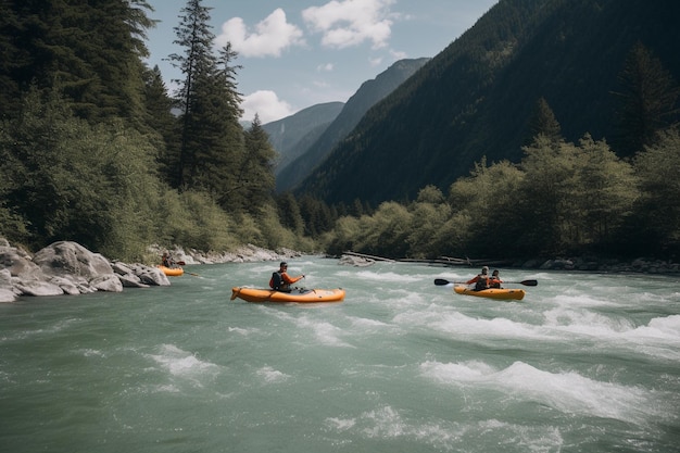 Kayak en el río columbia