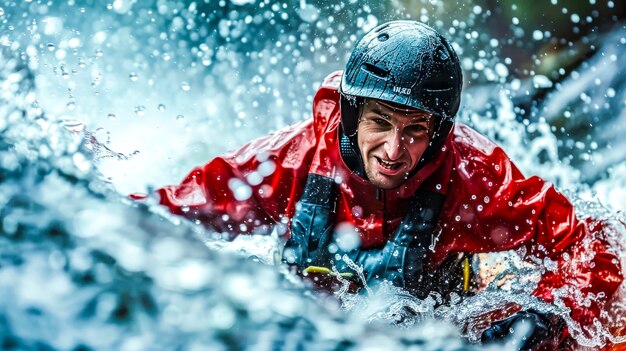 Kayaker en acción en el río RagingxA