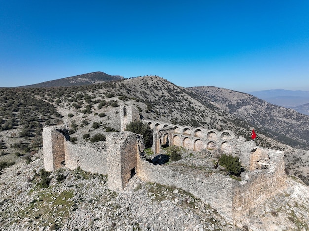 Keci Kalesi, Selcuk, Izmir, Turquia. Castelo de cabra antigo castelo.