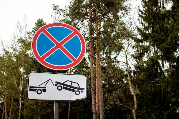 Kein Stopp-Verkehrsschild auf grünem Baumhintergrund