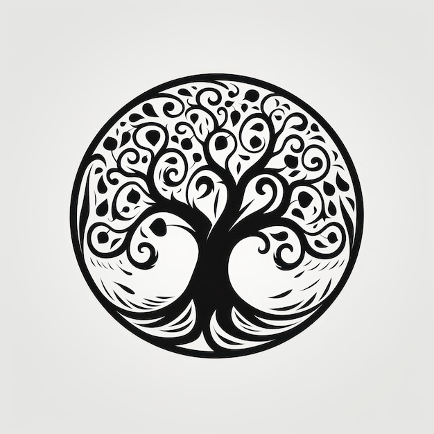 Keltischer Baum in einem Halbkreis, KI generiert