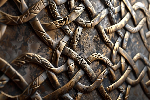 Keltisches Knotenwerk entfaltet sich über die metallische Ausdehnung generativ ai