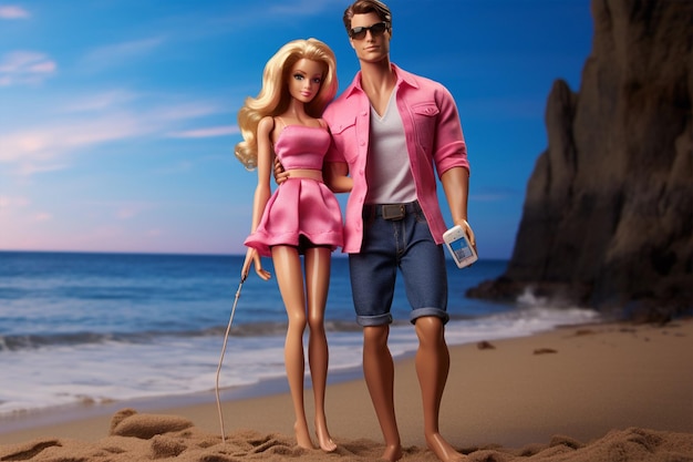 Ken y Barbie están en la playa.