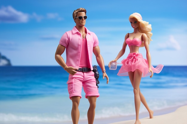 Ken e Barbie estão na praia