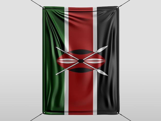 kenia, de, 3d, render, bandera, aislado, y, fondo blanco