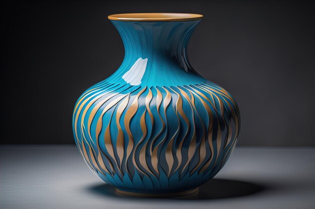 Keramikvase auf einem farbenfrohen Hintergrund ai generativ