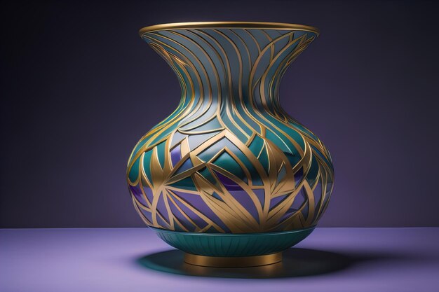 Keramische Vase auf einem einfarbigen Hintergrund