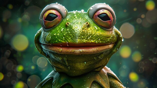 Kermit der Frosch im Stil von Marvel Cinematic Universe hoch detailliert hoch realistisch lebendig 32k