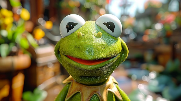 Kermit the Frog no estilo do universo cinematográfico da Marvel altamente detalhado altamente realista vibrante 32k