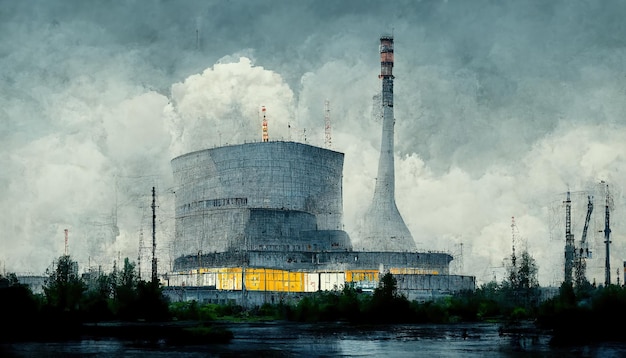 Kernkraftwerk Tschernobyl Tschernobyl Stadt Malerei Illustration