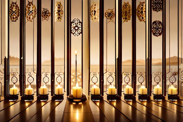 Kerzen in einer Kirche stehen auf einem Tisch mit Kerzen aufgereiht.