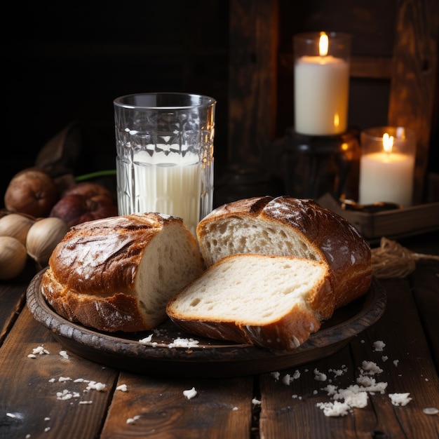 Kerzenlichtbrot mit Milch