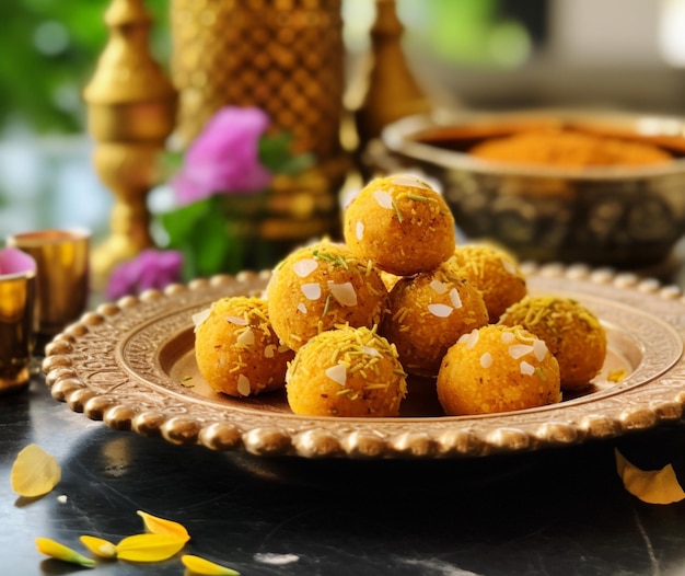 Kesar Ladoo saboroso e aromático