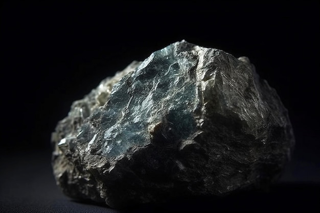 La kesterita es una rara piedra natural preciosa sobre un fondo negro generada por la IA.