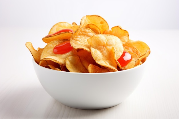 Foto ketchup chips beliebte kanadische kartoffelchips mit ketchup-gewürze