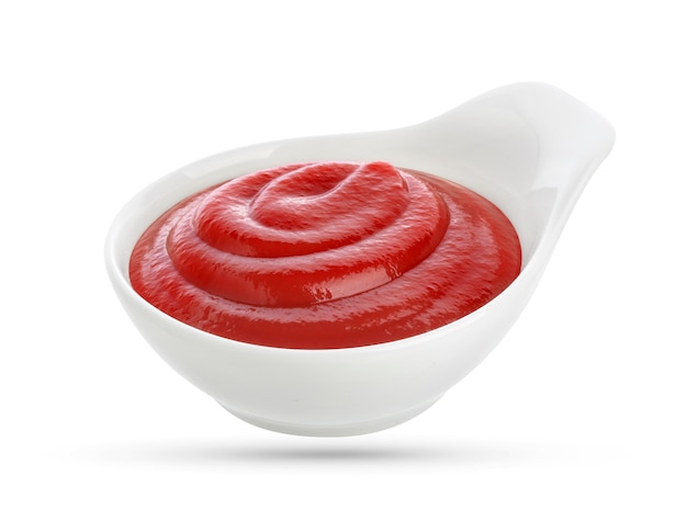 Foto ketchup isoliert auf weiß