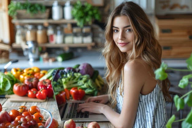 Keto-Coding Laptop-Früchte und Low-Carb-Leben