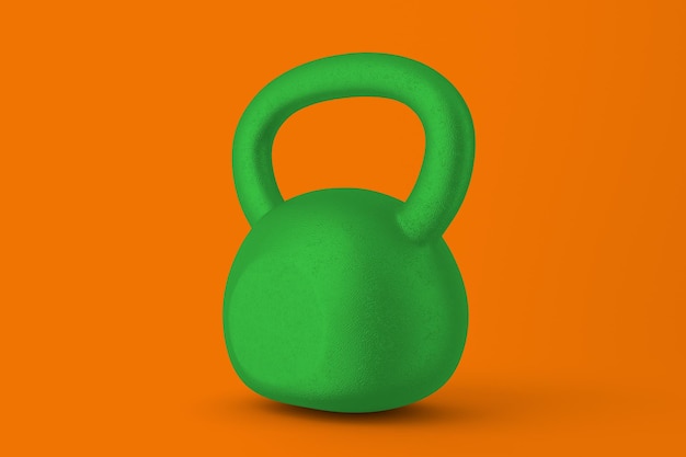 Kettlebell, Rechte Seite, Isoliert, In, Orange, Hintergrund