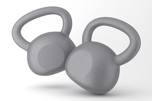 Kettlebells lado derecho en fondo blanco.