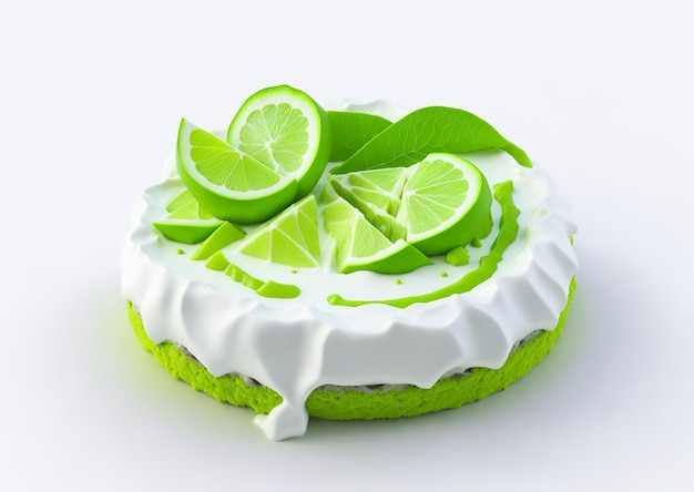 Key-Lime-Torte auf weißem Hintergrund