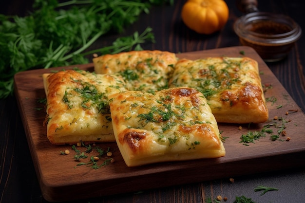 Khachapuri cuadrado con queso de pastel puff