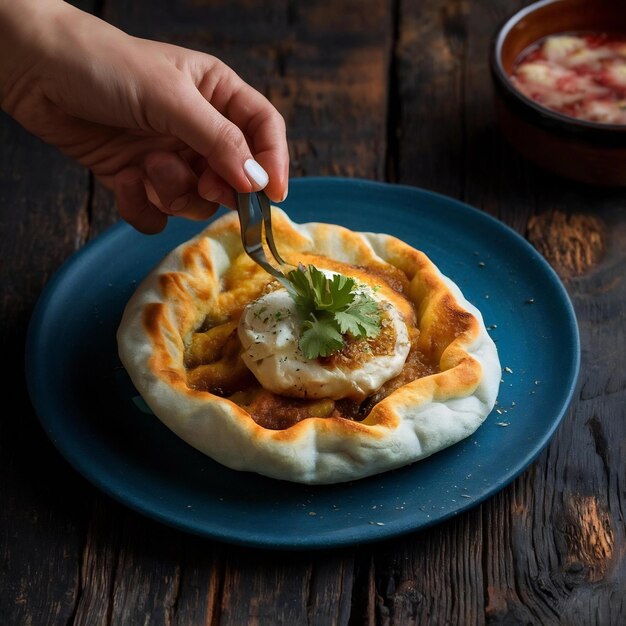 Foto khachapuri georgiano imeruli comida tradicional georgiana khachapuri quente