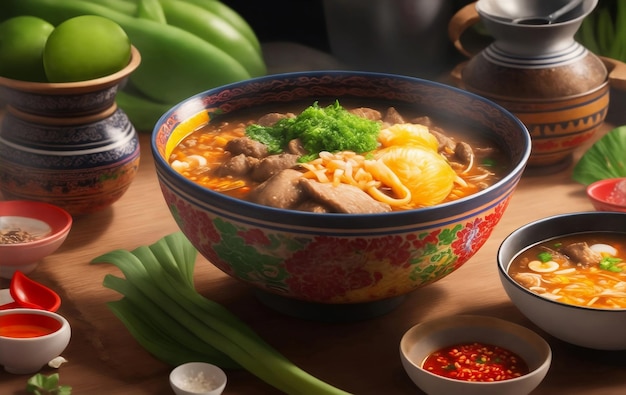 Khao soi comida do norte da Tailândia Ilustração de IA generativa