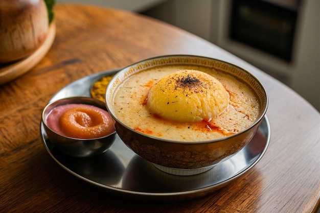 Foto kheer con un lado de mamey sapote puré jpeg