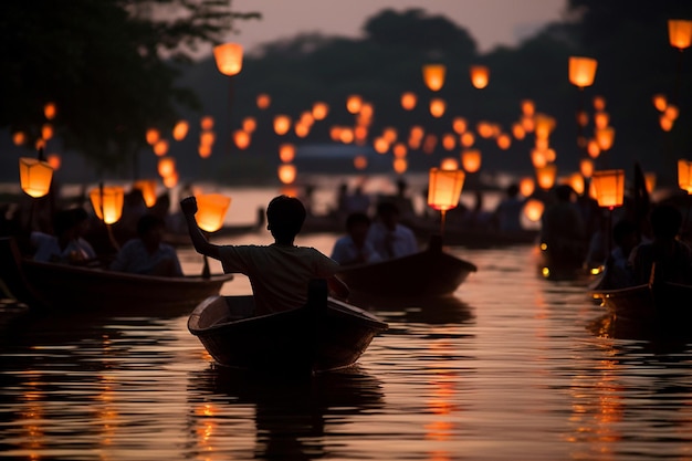 Khom Loy und Khom Fai Himmelslaternen in Thailand