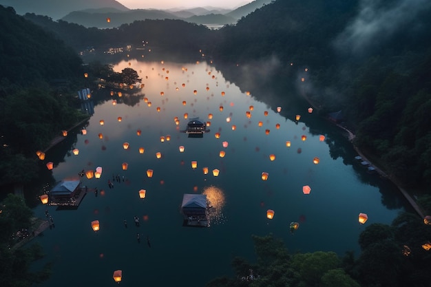 Khom Loy und Khom Fai Himmelslaternen