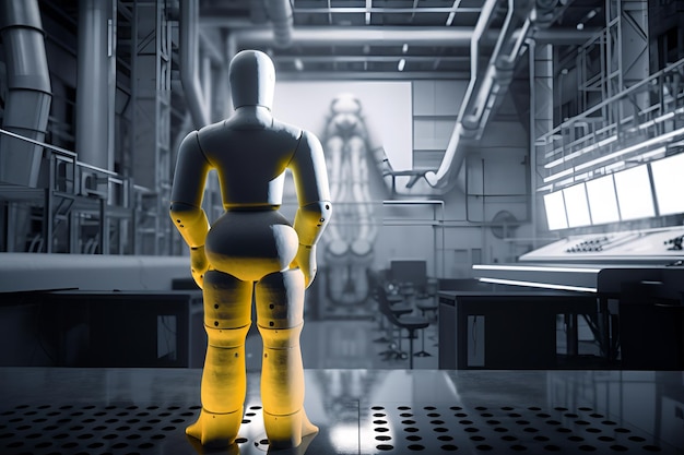 KI-Bot, der in einem modernen Kernkraftwerk arbeitet, um das System zu steuern und Probleme zu lösen