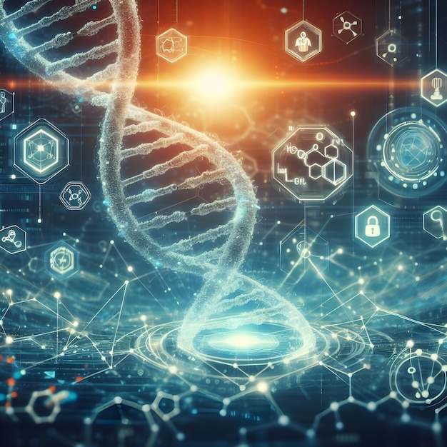 KI einer Kette Wissenschaft DNA Chemie Biotechnologie Molekül medizinisches Chromosom