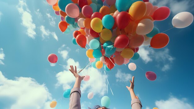 KI erschafft bunte Luftballons, die am Himmel schweben