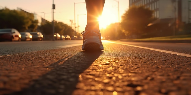 KI-generativ KI-generierte Fotoaufnahme realistisch vom Laufen, Joggen, Gehen