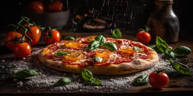 KI-generative KI-generierte fotorealistische Illustration einer leckeren italienischen Pizza