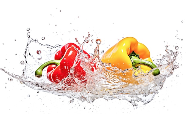 KI-generative Paprika, die im Wasser planscht