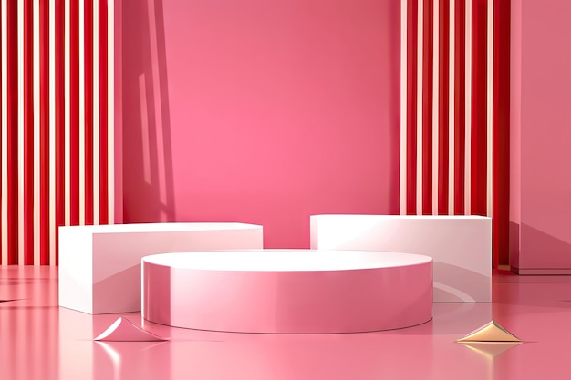 KI generiert einen rosa Liebeshintergrund für den Produktstand