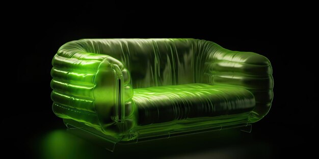 KI-generiert KI-generativ Modernes fluoreszierendes grünes Sofaprodukt zukünftiges minimalistisches Design