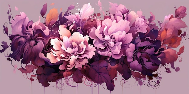 KI-generiert, KI-generativ. Schöne dekorative Blüten, botanische Blumen, rosa Blüten