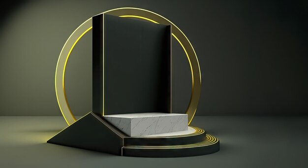 KI generierte 3D Abstract Scene Podium Mockup für die Produktpräsentation