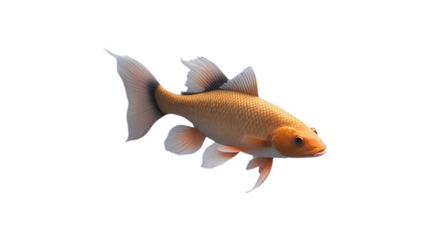KI-generierte 3D-Orange-Gelb-Koi-Fisch mit weißem Hintergrund