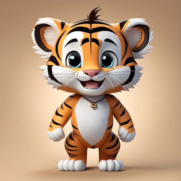 KI-generierte 3D-Tiger-Cartoon-Maskottchenfigur