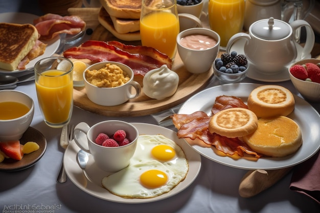 Foto ki-generierte amerikanische frühstückskarte