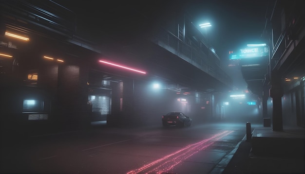 Foto ki-generierte cyberpunk-stadt-gasse in der nacht