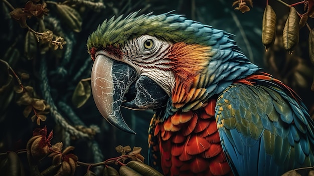 KI-generierte generative KI realistischer Papageienvogel Kann zur Dekoration verwendet werden Grafik-Illustration