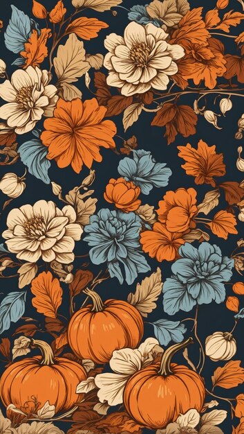 KI-generierte Illustration eines Hintergrunds aus Herbstelementen