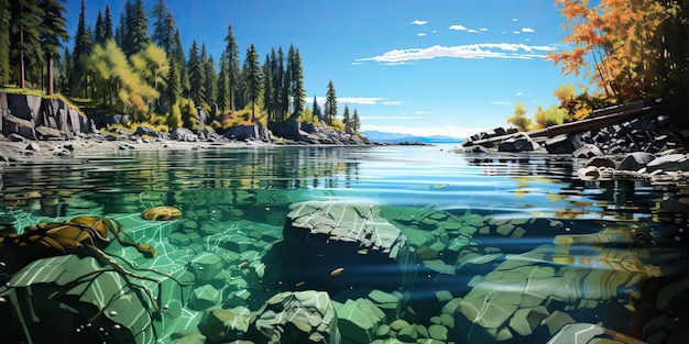 KI generierte KI generativ Schöne Natur im Freien Wasser Fluss See Unterwasserlandschaft
